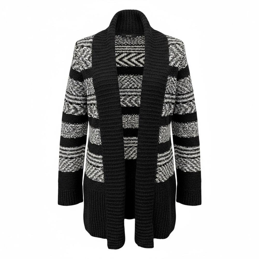 Allie and Rob Women's Cardigan Sweater Black & White Stripped Size Small